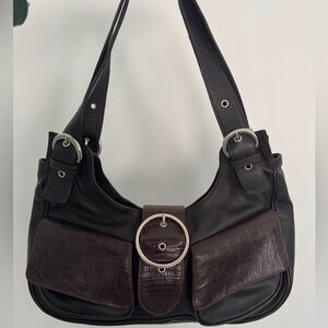 Elegant Black and Brown Women's Shoulder Bag